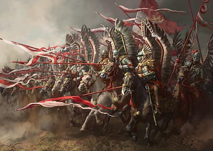  artwork, Winged Hussars, Polish hussar, HD wallpaper HD wallpaper
