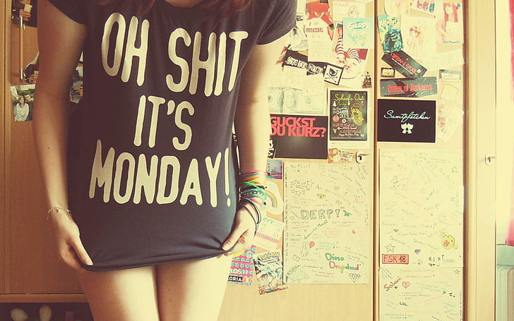 Oh shit its monday, funny, shit, monday, kitchen, t-shirt, clothes, posters, HD wallpaper