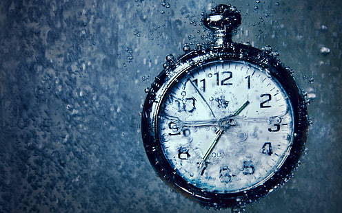 الوقت المتدفق ، الساعة ، التصوير الفوتوغرافي ، الوقت ، القطرات ، المطر ، ثلاثي الأبعاد وملخص، خلفية HD HD wallpaper