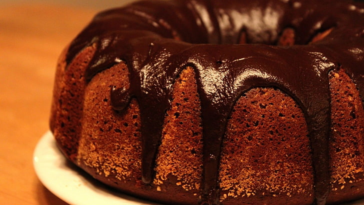 Gâteau Bundt au chocolat, gros plan, nourriture, gâteau, chocolat, dessert, Fond d'écran HD