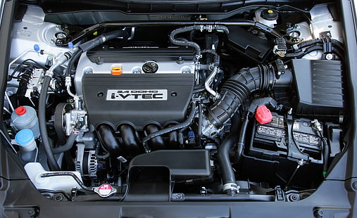Honda 2.4 DOHC i VTEC Engine, czarna komora silnika samochodowego, Samochody, Silniki samochodowe, Silnik, Honda, DOHC, VTEC, Tapety HD HD wallpaper