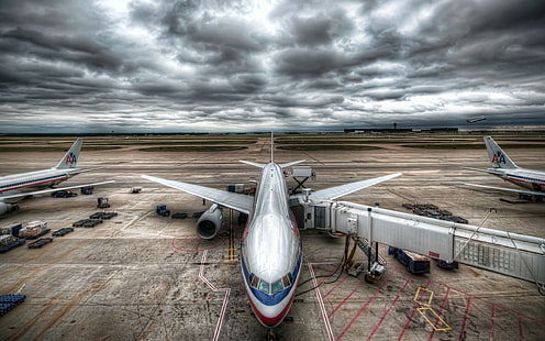 الخطوط الجوية الأمريكية ، المطار ، الطائرة ، بوينج ، الطائرة، خلفية HD HD wallpaper