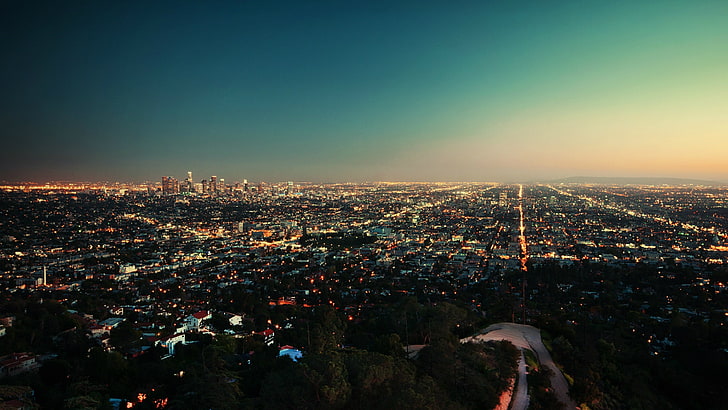 въздушна фотография на град, град, Лос Анджелис, Калифорния, HD тапет