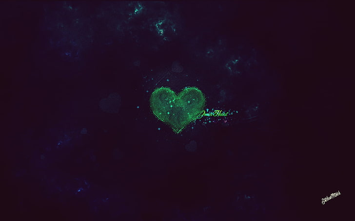 carta da parati a forma di cuore verde, amore, verde, cuore, arte digitale, Sfondo HD
