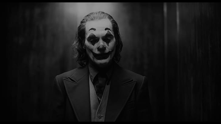 Joaquin Phoenix, Joker, svartvitt, HD tapet