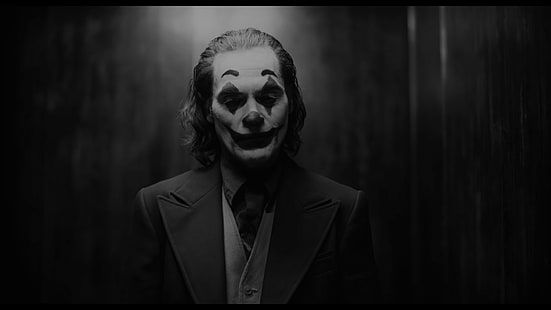 Joaquin Phoenix, Joker, svartvitt, HD tapet HD wallpaper