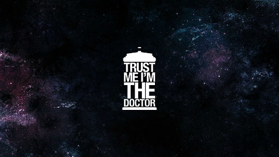 Trust Me I'm the Doctor logo, Doctor Who, The Doctor, minimalism, TARDIS, HD wallpaper HD wallpaper