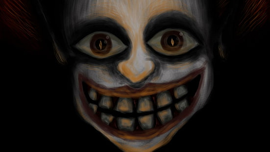 creepy clown, art, fantasy art, clown, creepy, dark, HD wallpaper HD wallpaper