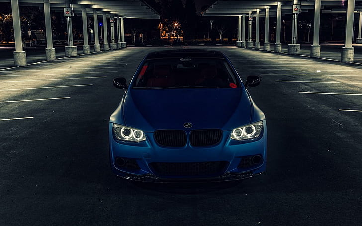 Автомобиль BMW E92 3 серии Blue Matte Front, серия, синий, матовый, передний, HD обои
