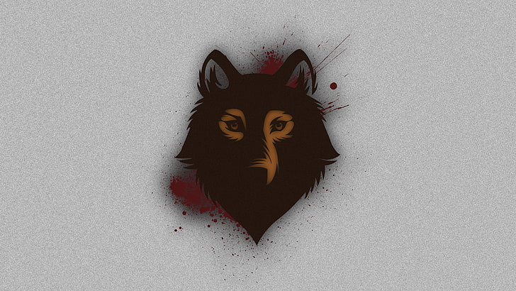 black wolf head illustration, artwork, HD wallpaper