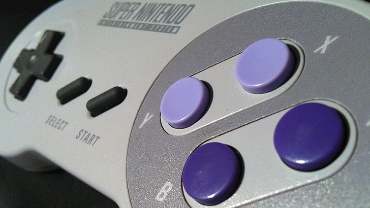 gray Super Nintendo Entertainment System controller, controllers, Nintendo, SNES, retro games, video games, HD wallpaper