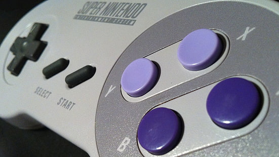 grauer Super Nintendo Entertainment System-Controller, Controller, Nintendo, SNES, Retro-Spiele, Videospiele, HD-Hintergrundbild HD wallpaper