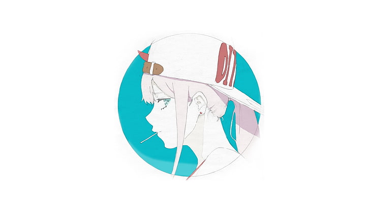 Liebling im FranXX, Anime Girls, Zero Two (Liebling im FranXX), rosa Haare, weißer Hintergrund, HD-Hintergrundbild