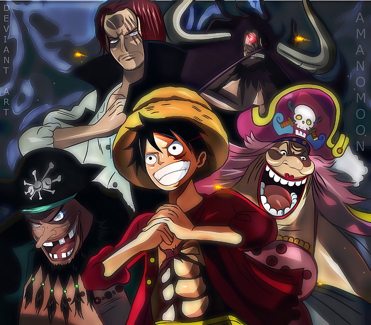 One Piece, Yonkou, Monkey D. Luffy, marshall d.enseigner, blackbeard, Big Mom, Kaidou 