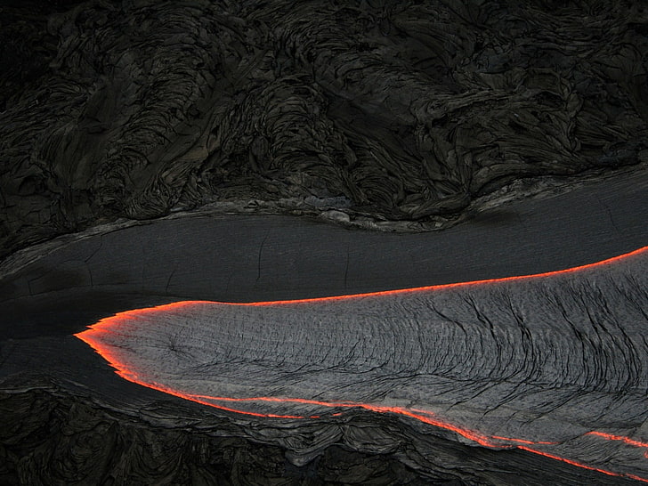nature, lava, burning, rocks, HD wallpaper