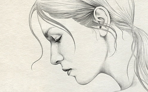 Women, Profile, Artwork, Sketch, women, profile, artwork, sketch, 1920x1201, HD wallpaper HD wallpaper