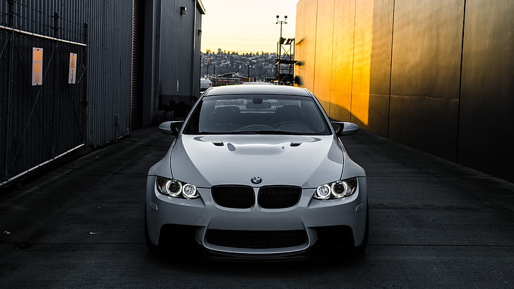 BMW M3 E92 white car front view, BMW, White, Car, Front, View, HD wallpaper