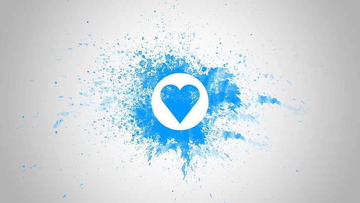 blue and white hear vector art, drawing on wall, chalk, blue, white, heart, love, feelings, HD wallpaper