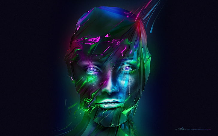 الوجه ، الفن الرقمي ، آدم سبيزاك ، مجردة، خلفية HD