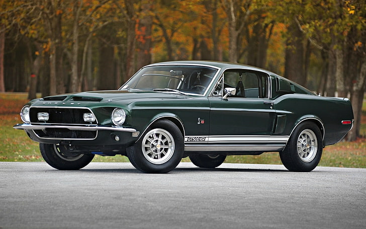 1968 Ford Mustang Shelby GT 500, รถเก๋ง Ford Mustang สีเขียว, รถยนต์, Ford, วอลเปเปอร์ zooey deschanel, สีเขียว, วอลล์เปเปอร์ HD