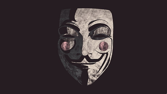 белый и черный парень маска Фокса эскиз, дым, Аноним, маска Гая Фокса, HD обои HD wallpaper