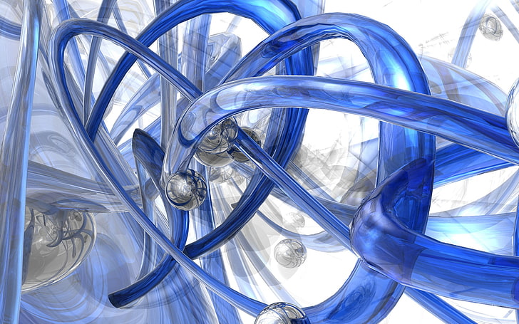 blå glasram illustration, blå, spiralform, vit, glas, HD tapet