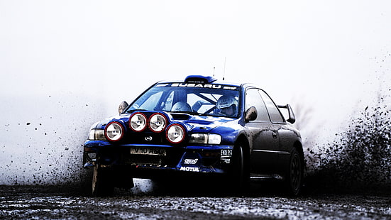 cupé azul y negro, coche, Subaru, coches de rally, Subaru Impreza, vehículo, coches de carreras, Fondo de pantalla HD HD wallpaper