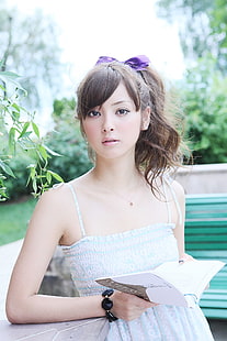 biało-czarna sukienka damska, modelka, Azjatka, Sasaki Nozomi, Tapety HD HD wallpaper