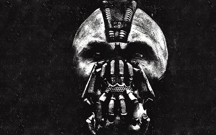 karya seni kepala manusia, Bane, The Dark Knight, monokrom, Batman, Wallpaper HD