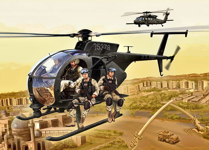 Helikopter, AS, Black Hawk UH-60, Pasukan AS, MH-6M, Pasukan Khusus, Burung Kecil, Wallpaper HD