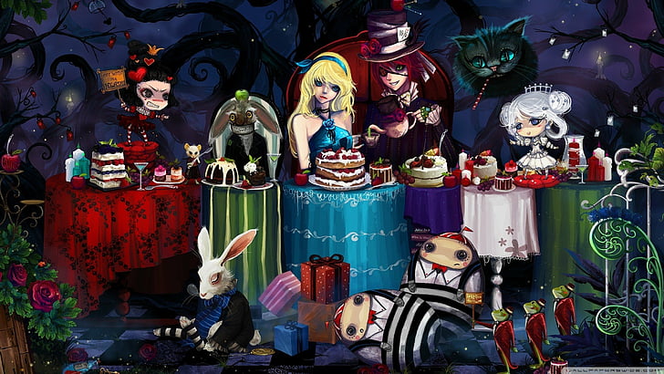 Alice, anime, party, tea, wonderland, HD wallpaper | Wallpaperbetter