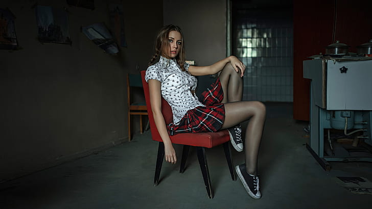 skirt, blouse, legs, George Chernyadev, Kseniya Kokoreva, Kseniya, HD wallpaper