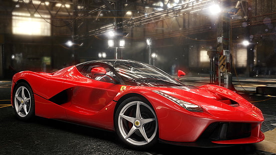 carro esporte vermelho, Ferrari, Ferrari LaFerrari, The Crew, videogames, Ubisoft, HD papel de parede HD wallpaper