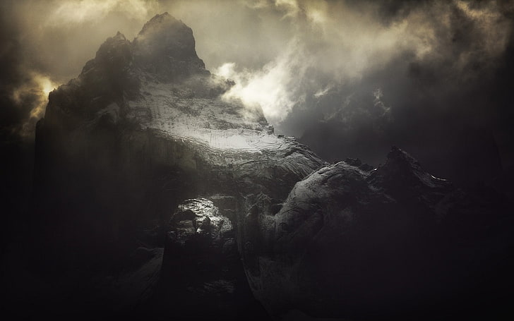 自然、風景、山、霧、空、雲、パタゴニア、チリ、暗い、雰囲気、 HDデスクトップの壁紙