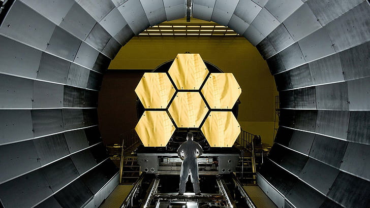 Telescópio espacial James Webb, componente de metal preto e cinza, fotografia, 1920x1080, telescópio espacial james webb, telescópio james webb, HD papel de parede