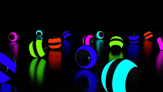 Papier peint de boules LED de couleurs assorties, lumière, boule, sphère, refection, Fond d'écran HD HD wallpaper