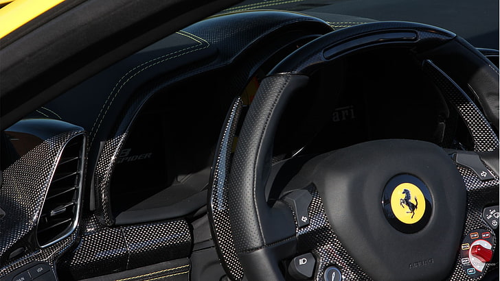 페라리 458, 초차, 자동차 인테리어, HD 배경 화면