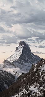 Porträtanzeige, vertikal, Natur, Landschaft, Berge, Dämmerung, Schnee, HD-Hintergrundbild HD wallpaper