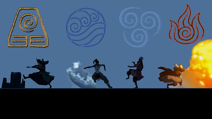 water, fire, earth, element, the air, avatar, The legend of Korra, Korra, Times, Aang, Kyoshi, Rock, Year, HD wallpaper
