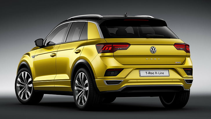 Volkswagen, Volkswagen T-Roc, bil, SUV, gul bil, HD tapet