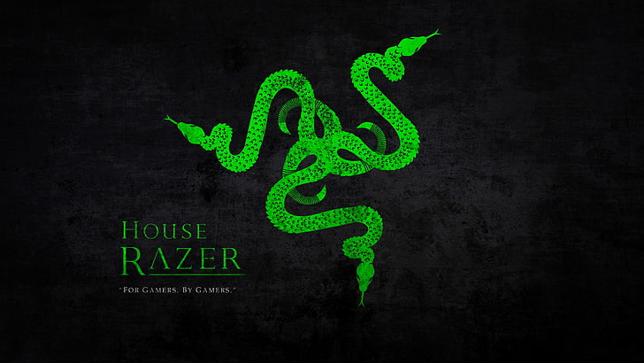 Логотип Razer, 2K, Razer, Razer Inc., зеленый, змея, логотип, логотип, геймеры, типография, Игра престолов, HD обои
