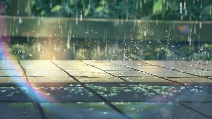 Sommersonnenlicht Regenbogen Regen Bürgersteige Makoto Shinkai, HD-Hintergrundbild
