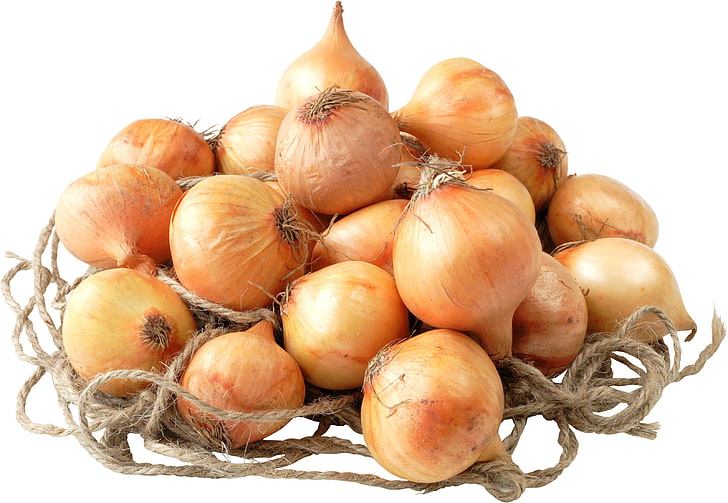 onion lot, bow, rope, white background, a lot of, HD wallpaper