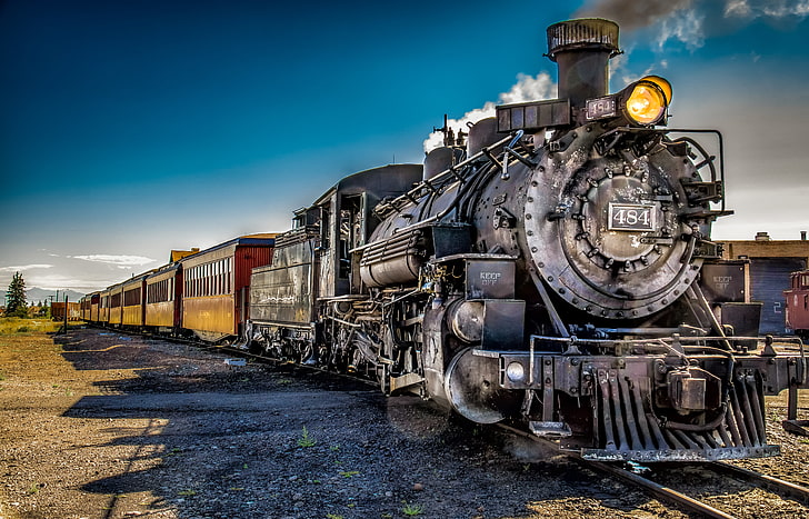 engine, locomotive, railroad, railway, tracks, tractor, train, HD wallpaper