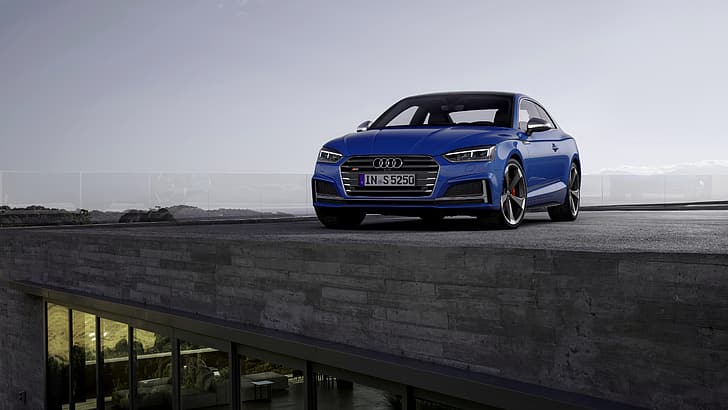 telhado, azul, Audi, Audi A5, Coupé, Audi S5, 2019, HD papel de parede