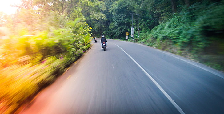 motociclista, india, kerala, ciclista, strade, Sfondo HD