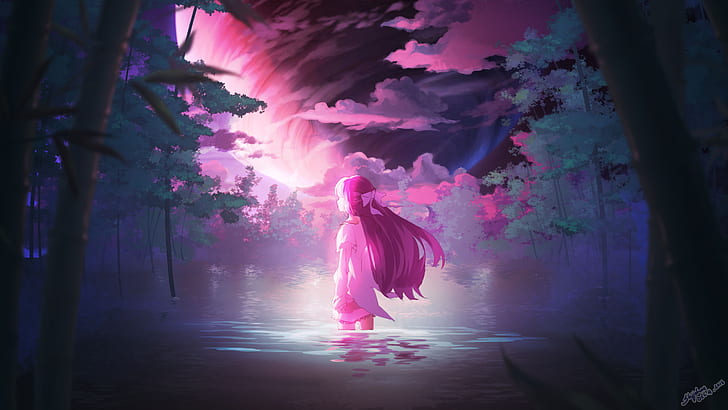 Anime, Penampungan, Gadis, Rin (Penampungan), Sungai, Penampungan (Anime), Wallpaper HD