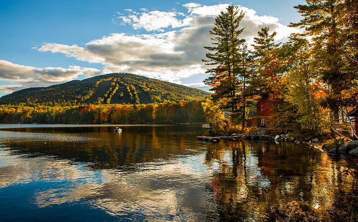 New England Fall Foliage, Amerika Serikat, Massachusetts, Autumn, Trees, Vermont, Maine, Connecticut, fallfoliage, newhampshire, Wallpaper HD