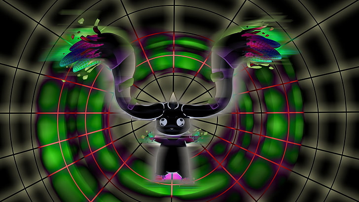 lumière LED violet et vert, terriermon, digivolve, Digimon Adventure, imalune, Fond d'écran HD