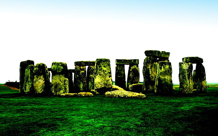 Стоунхендж (wds), зеленый Стоунхендж, каменный круг, картина, стоунхендж, зеленый, красивый, мистик, ритуал, миф, архитектура, магия, HD обои